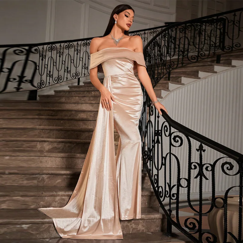 

Elegant Prom Dresses Satin Strapless High Waisted Mermaid Dress Exquisite High Quality Prom Party Gowns for Women Customized