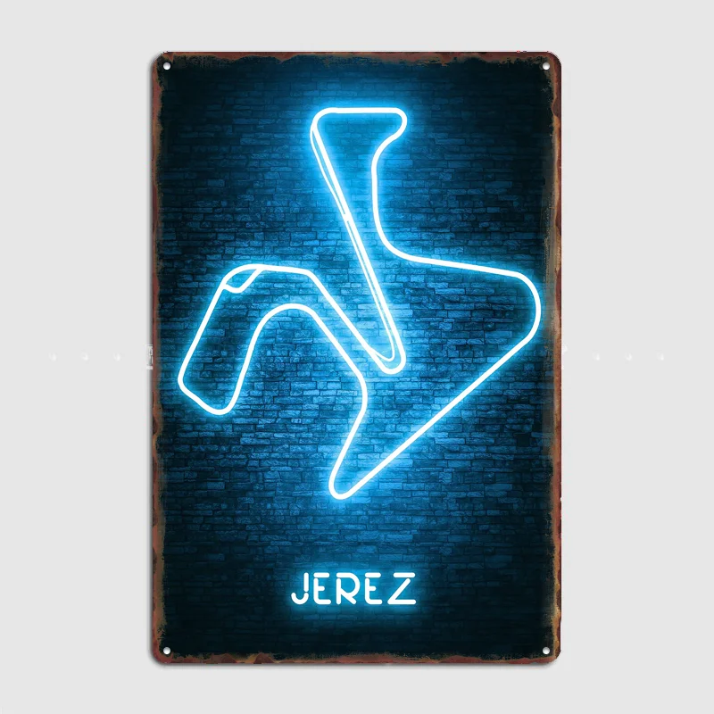 Póster del circuito de Jerez, cartel de metal personalizado, decoración para sala de bar, decoración interior para dormitorio, decoración de pared para el hogar, carteles