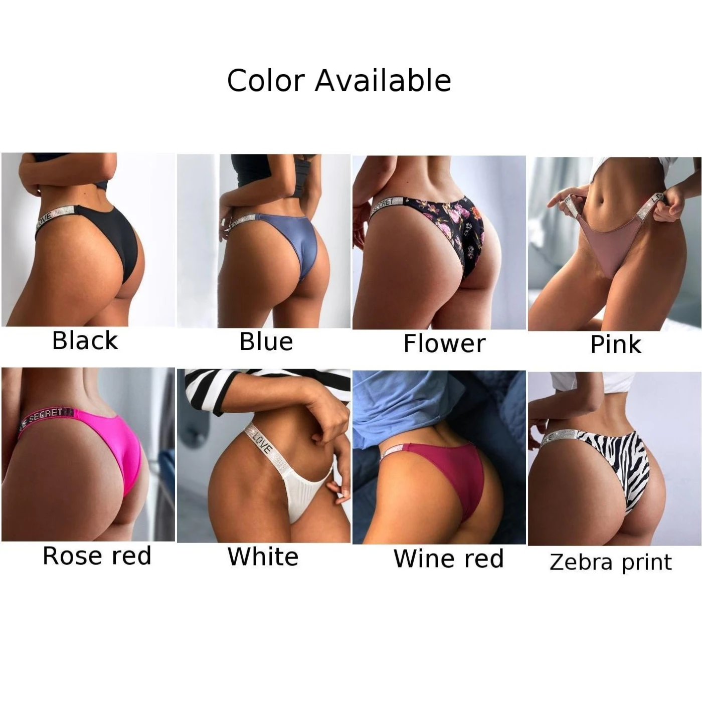 Women Sexy High Cut G-string Panties Shine Rhinestone Waistband Thongs Briefs Lingerie Fitness Sport Lift Hip T-back Underpants