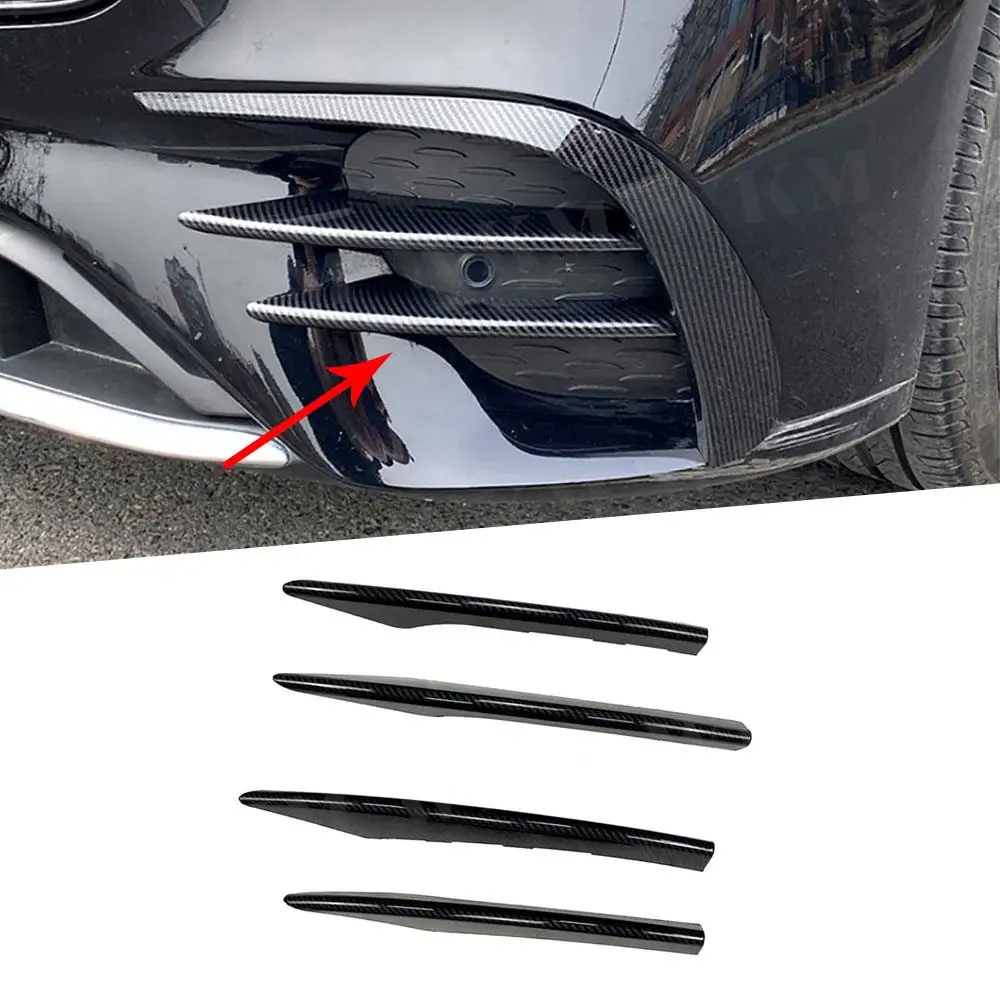 

For Mercedes Benz E Class W213 E260 E300 E53 2021-2023 ABS Gloss Black Front Air Vent Trims Grill Spoiler Carbon Look