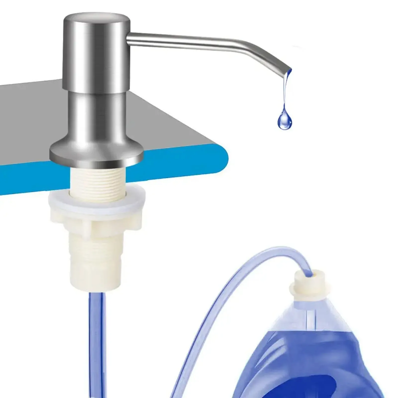 

Dish Soap Dispenser for Kitchen Sink (Brushed Nickel), Countertop Sink Soap Dispenser Water Pump