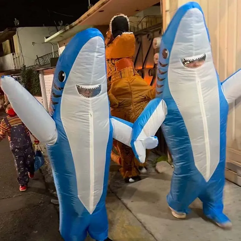 

Anime Inflatable Shark Design Costume Cosplay Megalodon Dress Halloween Carnival Party Fun Adult Shark Doll Costume Props