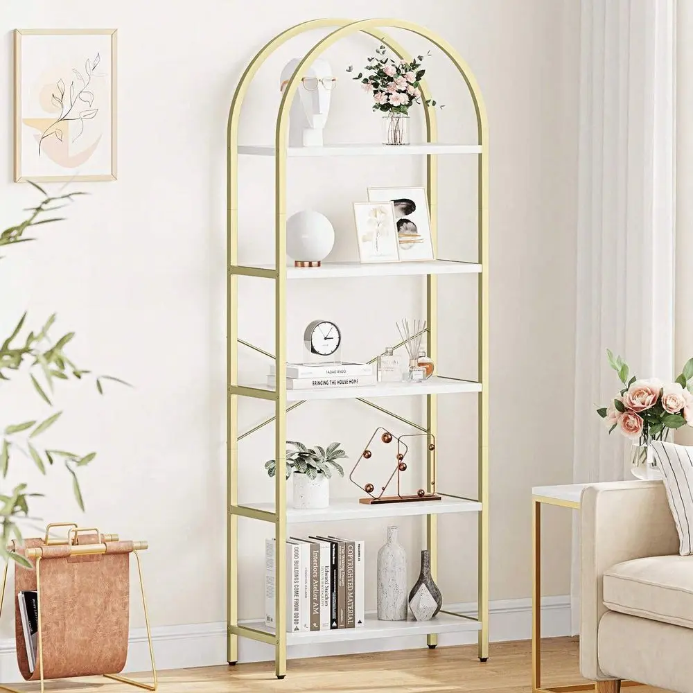 

Bookshelf, 5Tier Open Bookshelf, Modern Storage Bookcase With Metal Frame And Shelves, Freestanding Display Rack Tall Shelving