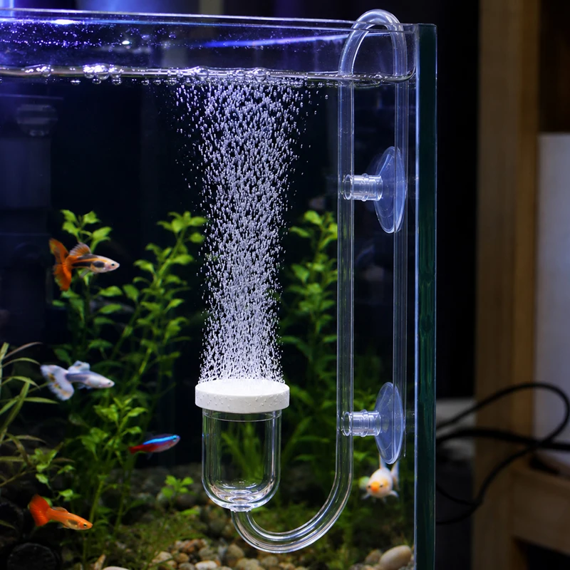 CO2-Diffusor für Aquarien, Blasenreaktor CO2-System, Zerstäuber für Fischbecken, Lebendpflanzen, Wasserpflanzen-Wachstumsverfeinerer mit Saugnapf – Detail 1