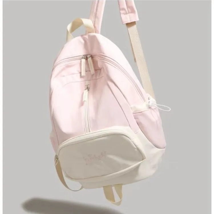 Patchwork Contrast Color Preppy Zipper Backpack Sweet Y2k Aesthetic Chic Fashion Backpacks High-capacity Casual Schoolbags Women