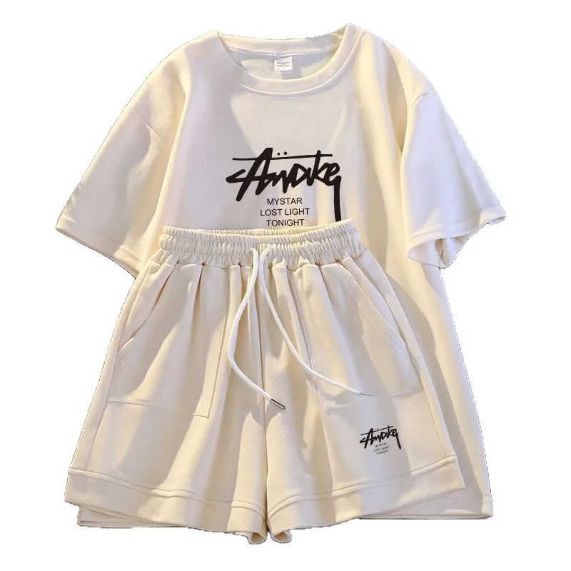 New Women's Plus-size Set Adult Short-sleeve and Shorts Two-piece Set Children's Loose Casual Set Women's T-shirt and Shorts Set view 5
