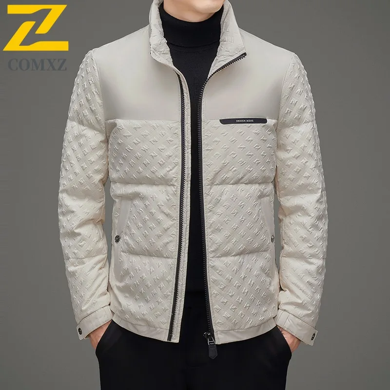 

COMXZ Высококачественная толстая куртка для хлеба, роскошная деловая стеганая куртка с воротником-стойкой, дорожная ветрозащитная зимняя стеганая мужская одежда