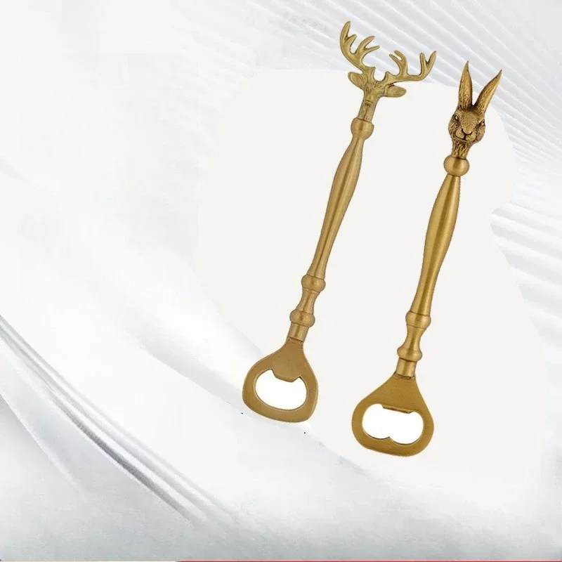 Retro Brass Bottle Opener Rabbit Elk Personality Creative Beer Screwdriver Light Luxury Household