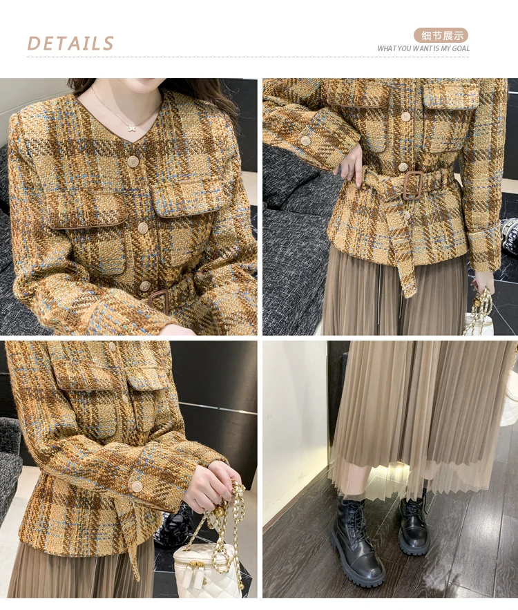 Fall Winter New Skirt Suit Women High Quality Elegant Plaid Tweed Jacket Coat+Mid Mesh Skirt Casual Evening Party Two Piece Set