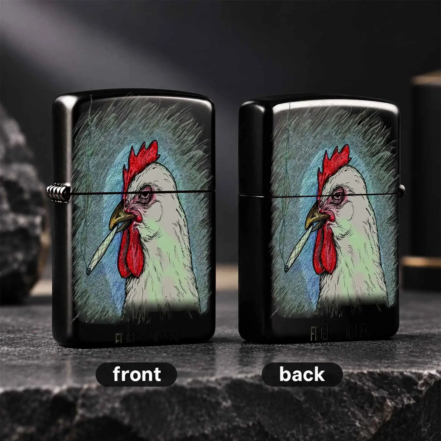 Creative Hand-Drawn Fried Chicken Pattern Lighter Stylish Quirky Poultry Art Print Portable Igniter Suitable For Daily Party Camping Travel Various Scenarios Unique Eye-Catching Item For Personal Use Or Gifting For Tren A Humorous And Inter
