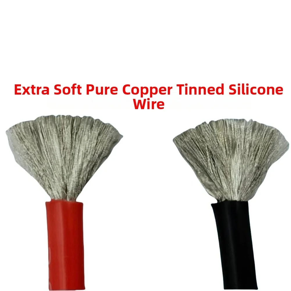 

Length Black Elbow Power Cord 8AWG Special Soft Silicone Thickened Copper Nose Red Network Management Takeaway Parts