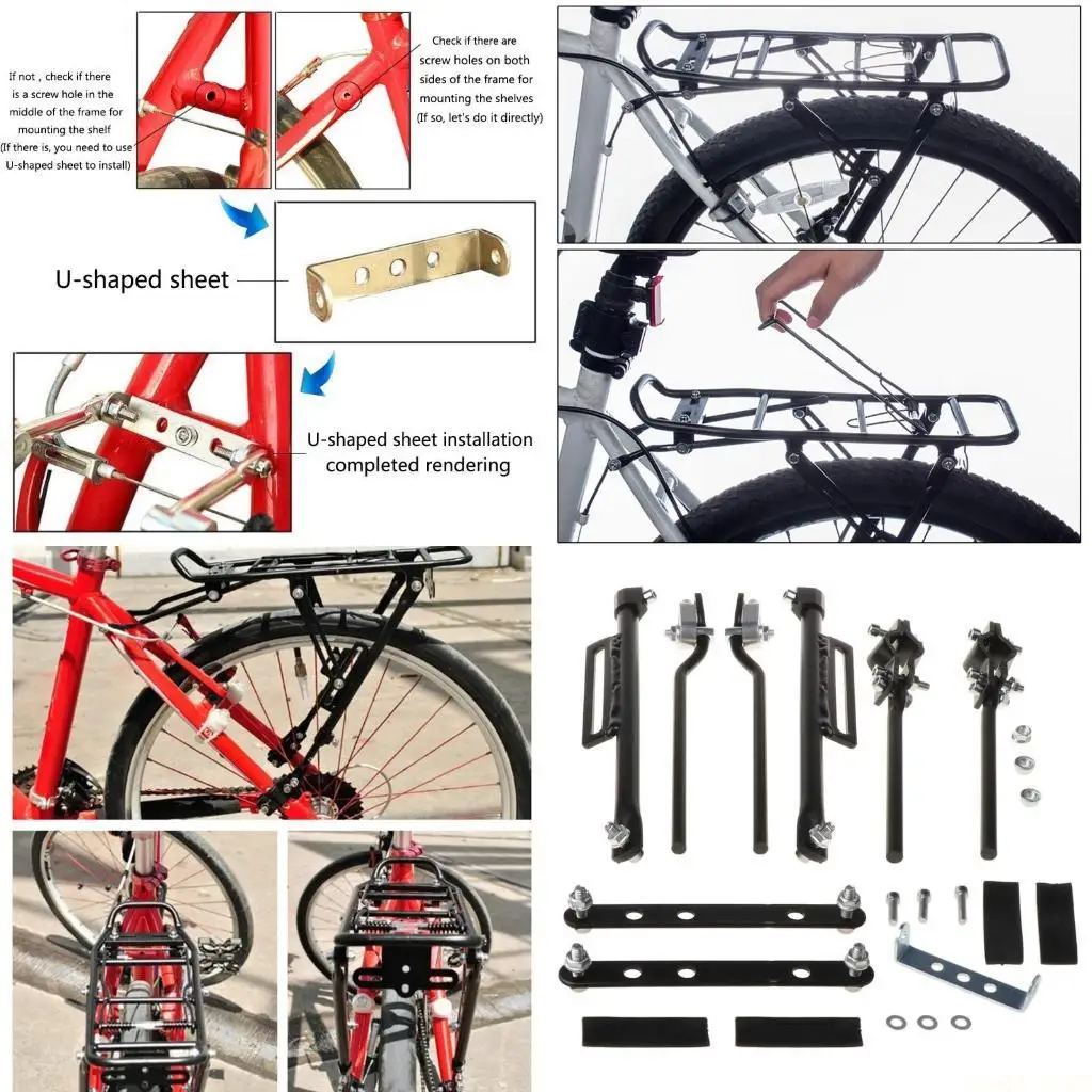 

U2JB Rear Bike Rack, Universal Mount Fat-tire Bike Cargo Rack Aluminum Alloy
