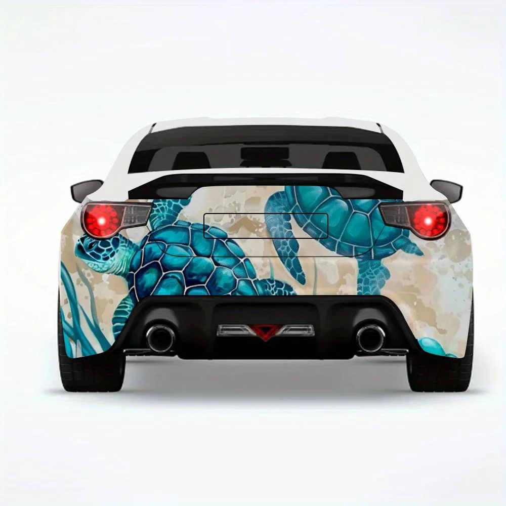

Blue turtle car tail sticker, ocean healing system, even when parked, Vinyl Decal for Car Rear, Waterproof Self-Adhesive Vinyl S