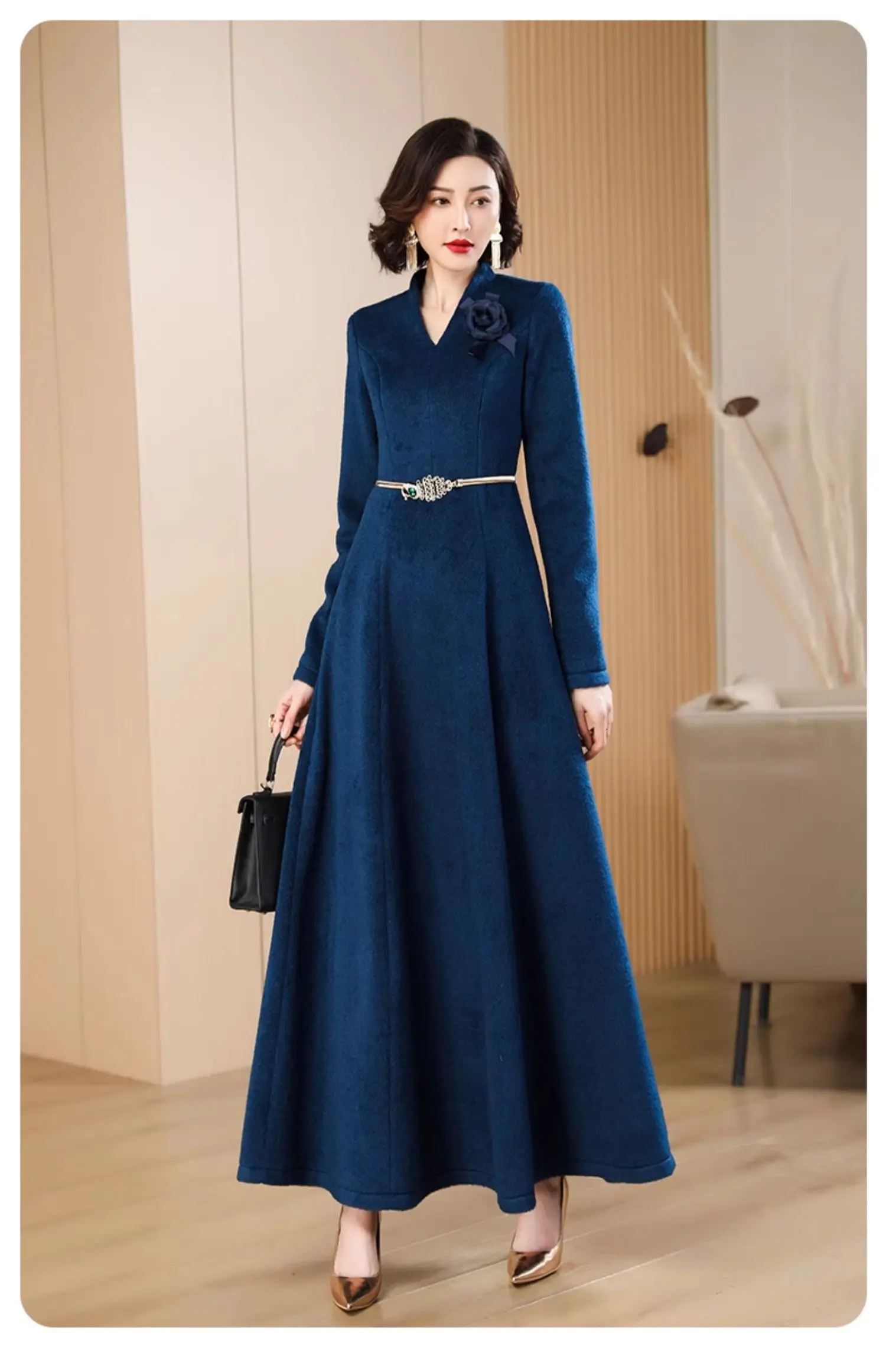 sachin and babi light blue dress Woolen Most Popular Formal Dresses Light Gray Wool Long Dress – Vintage  Button Front Winter Midi Dress 3857 Grey Xs