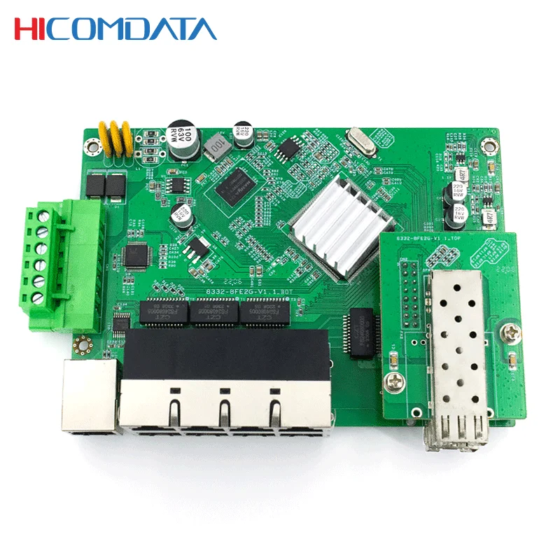 HICOMDATA Managed Switch Gigabit Uplink 10 Port Industrial Network Fiber Optic Ethernet 1000mbps Network Switch PCBA