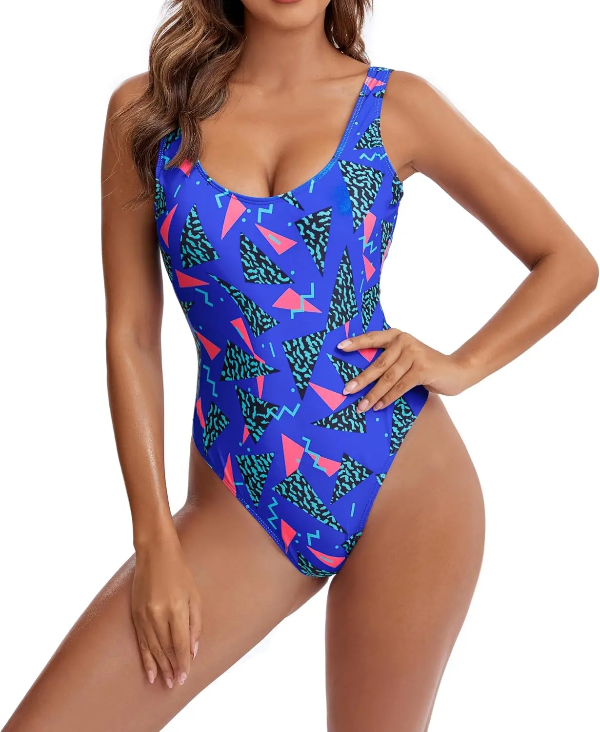 Luxy Trio المرأة الرجعية 80s/90s مستوحاة عالية قطع منخفضة الظهر الحشو قطعة واحدة ملابس السباحة لباس سباحة