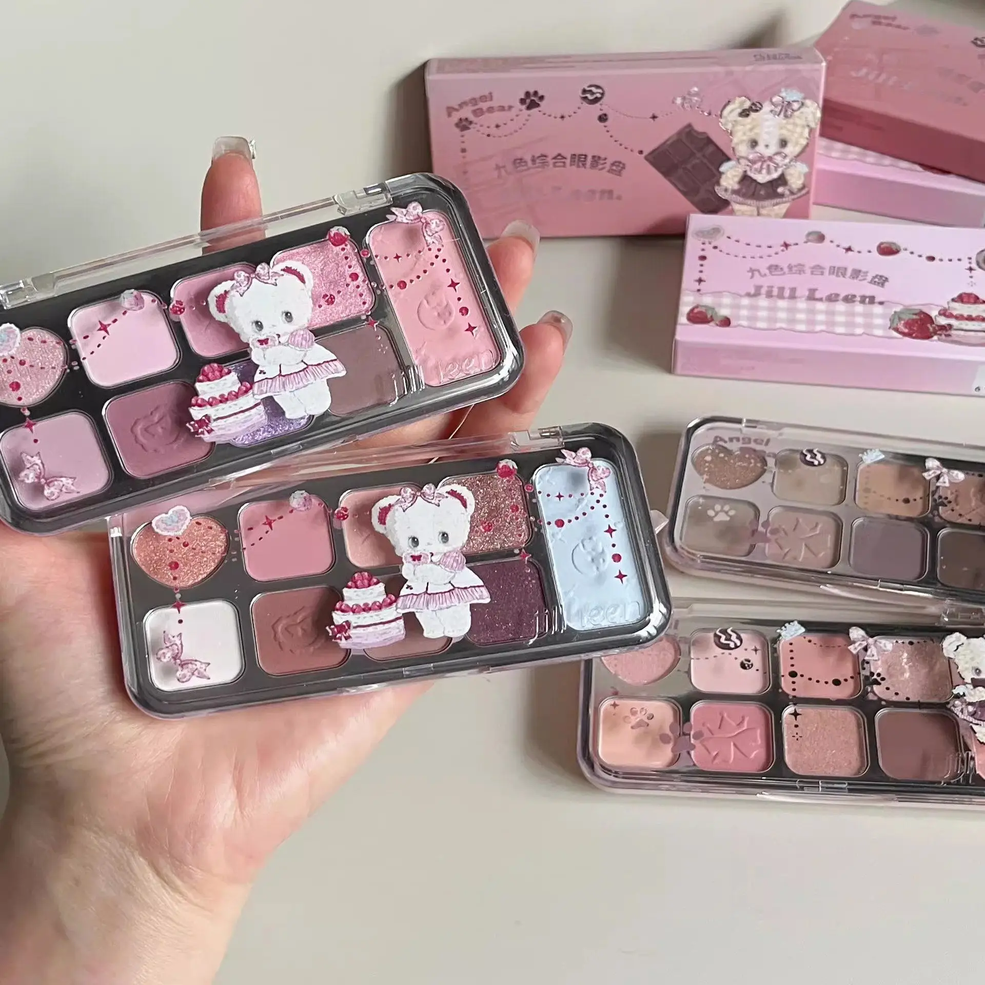 JILL LEEN 9 Colors Eyeshadow Palette, Matte Satin Shimmer Multi-Functional Makeup Palette 8g, All In One Eye & Face Cosmetic