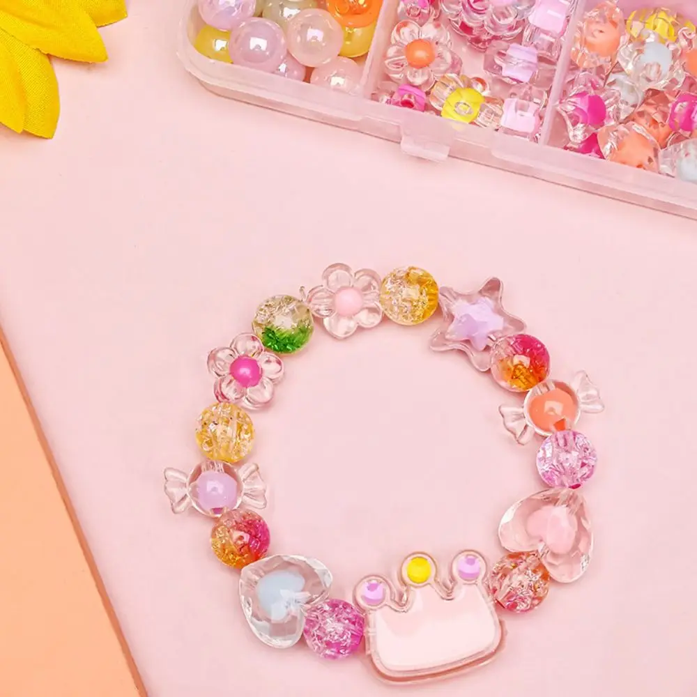 24-raster DIY handgemaakte kralenset Acryl creatieve kralen armband maken Kit Snoep Kleur Kleurrijke DIY sieraden maken Kit