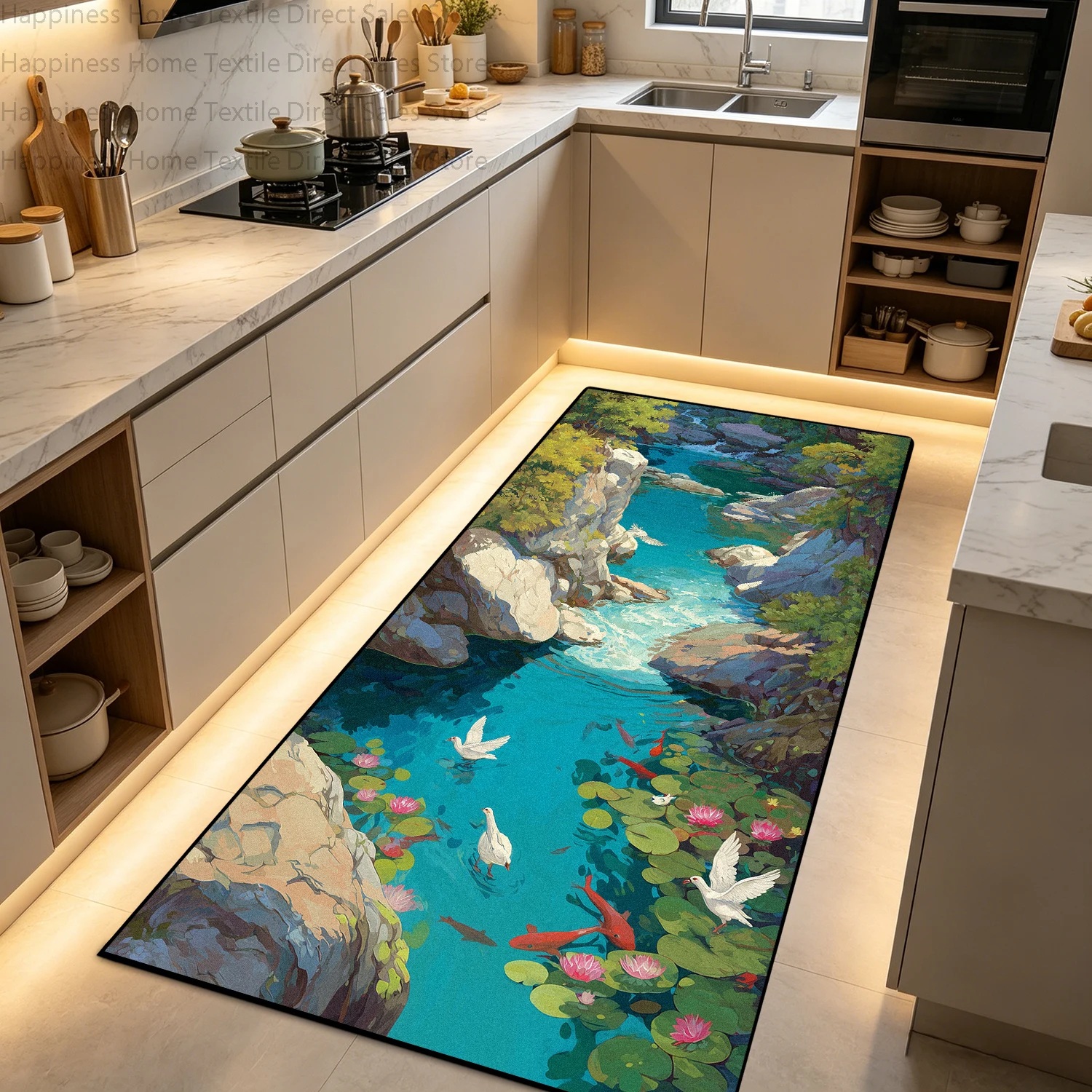 3D Visual Effect Kitchen Long Runner Rug Anti Slip Washable Bathroom Entrance Mat Big Size Living Room Sofa Carpet Customizable