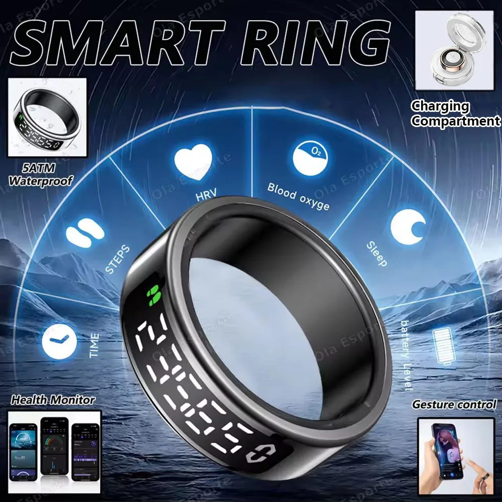 Nouveau R13 anneau intelligent hommes femmes écran d'affichage geste glisser vidéo Smartring étanche fréquence cardiaque moniteur de sommeil anneaux 2025 nouveau