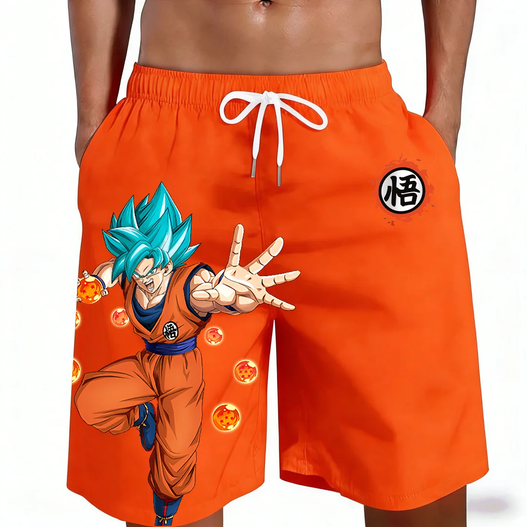 Pantalones Cortos de Playa con Estampado de Anime Dragon Ball Goku Super Saiyan Blue Kanji, Verano 2026, Conjuntos Familiares Casuales, Deportivos, de Secado Rápido