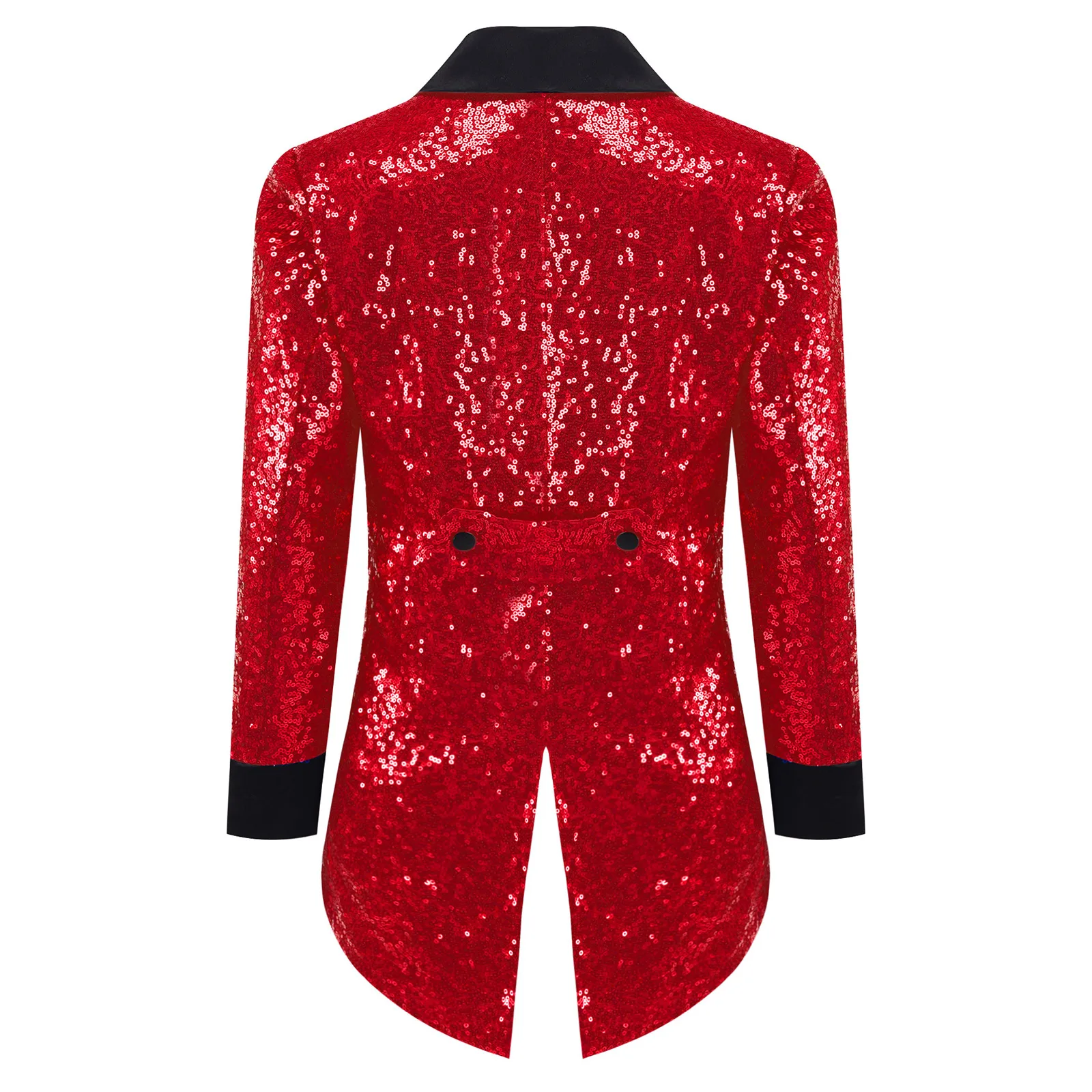 Kids Boys Shiny Sequins Blazer Tuxedo Coat Magic Circus Bowtie Jacket Wedding Formal Party Long Sleeve Gentleman Tailcoat Suit