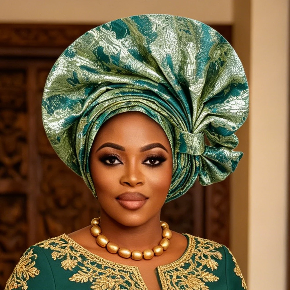 

Нигерийский тюрбан-геле для женщин, готовая шапка-геле, готовая повязка на голову Асо Оке, мусульманский хиджаб-боннет, головной убор для свадьбы и вечеринок