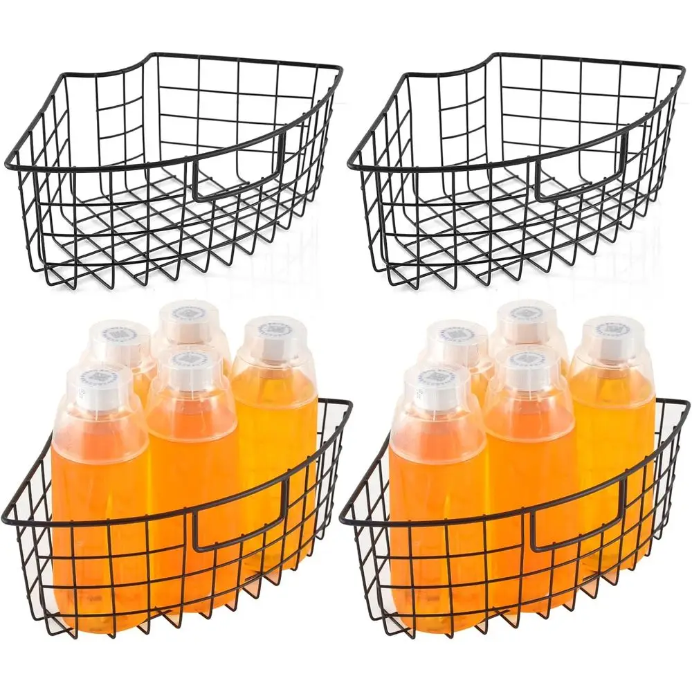 

Набор из 4 металлических органайзеров-подставок Lazy Susan с угловыми контейнерами, вращающаяся подставка для кухонного шкафа диаметром 18-20 дюймов, 9x6.2x4 дюйма