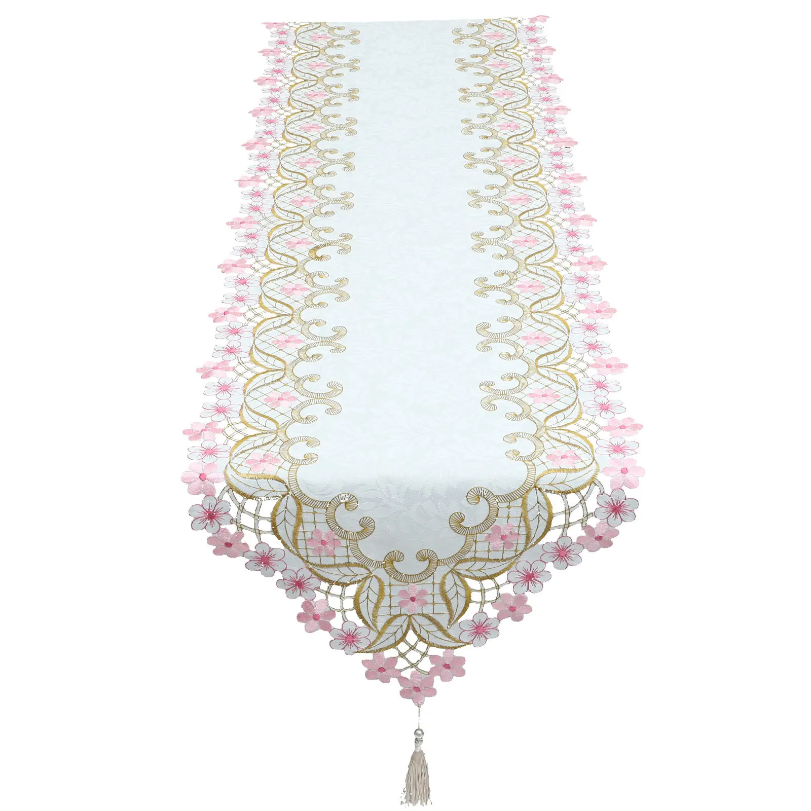 

Embroidered Table Runner Floral Polyester Washable Reusable for Dining Tea Kitchen Table Decor Spring Summer Home Decoration