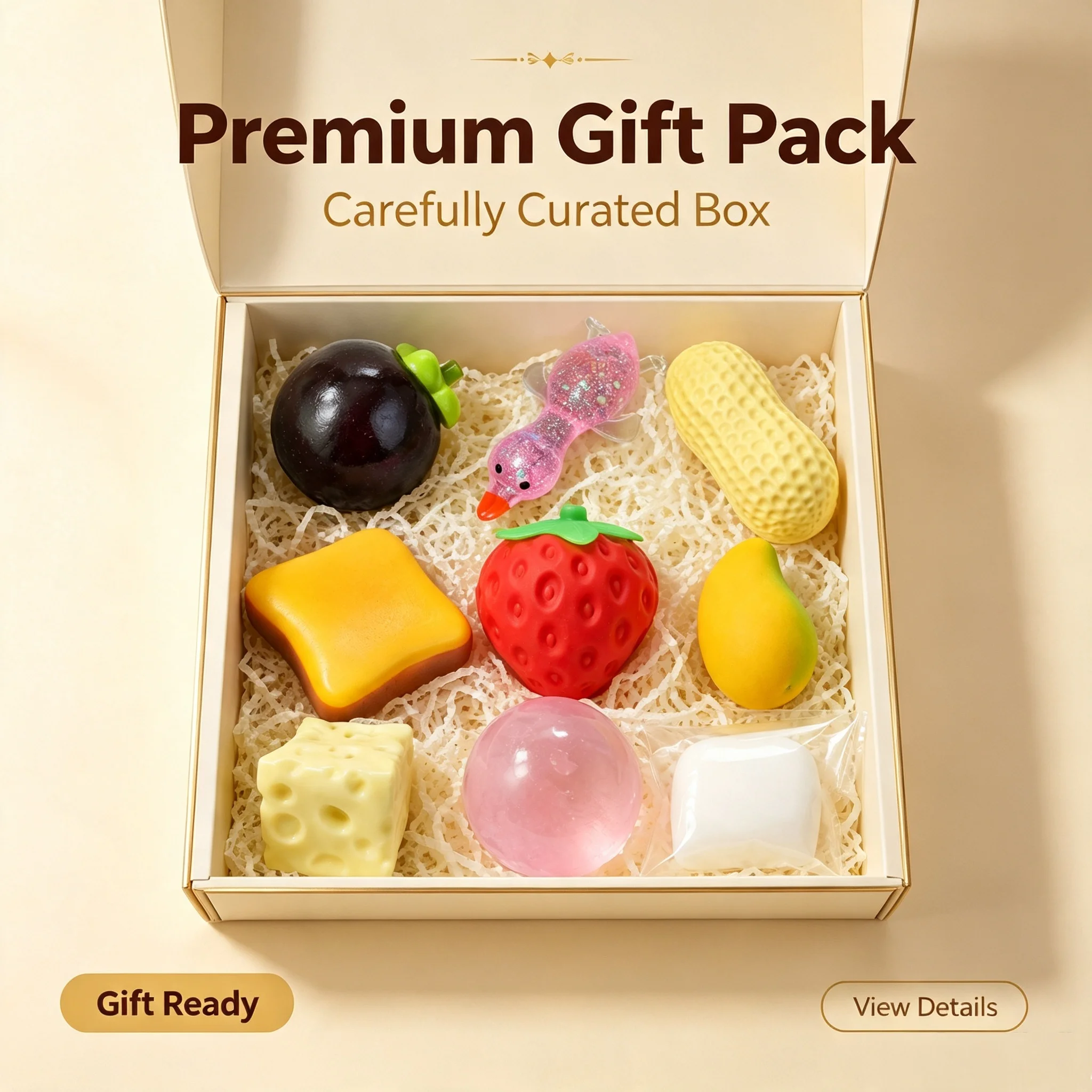 8PCS Squishy Gift Set, Cute Fruit Food Animal Squeeze Toys, Soft Sensory Fidget Stress Relief Bundle for Kids Adults
