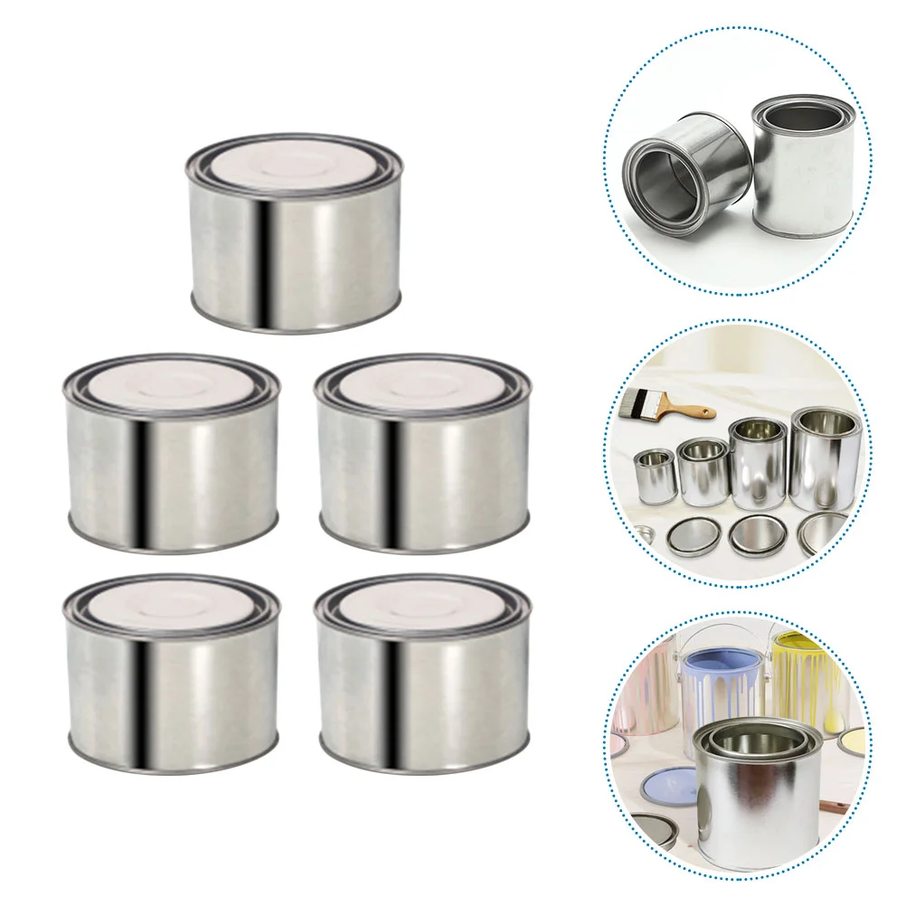 

5 Pcs Handheld Pigment Container Metal Paint Can Leftover Storage Containers Tinplate Holder