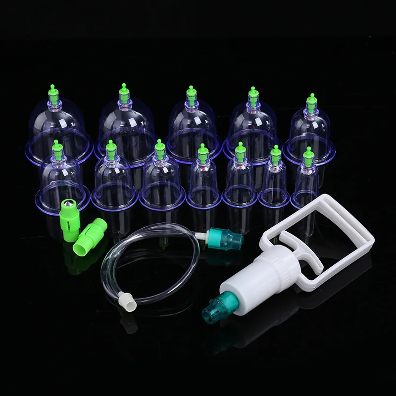 Household Cupping Therapy Set Vacuum Suction Cup Pump ABS Thick 12 Cans Cupping Massage Cups Acupuncture Massager Health Care