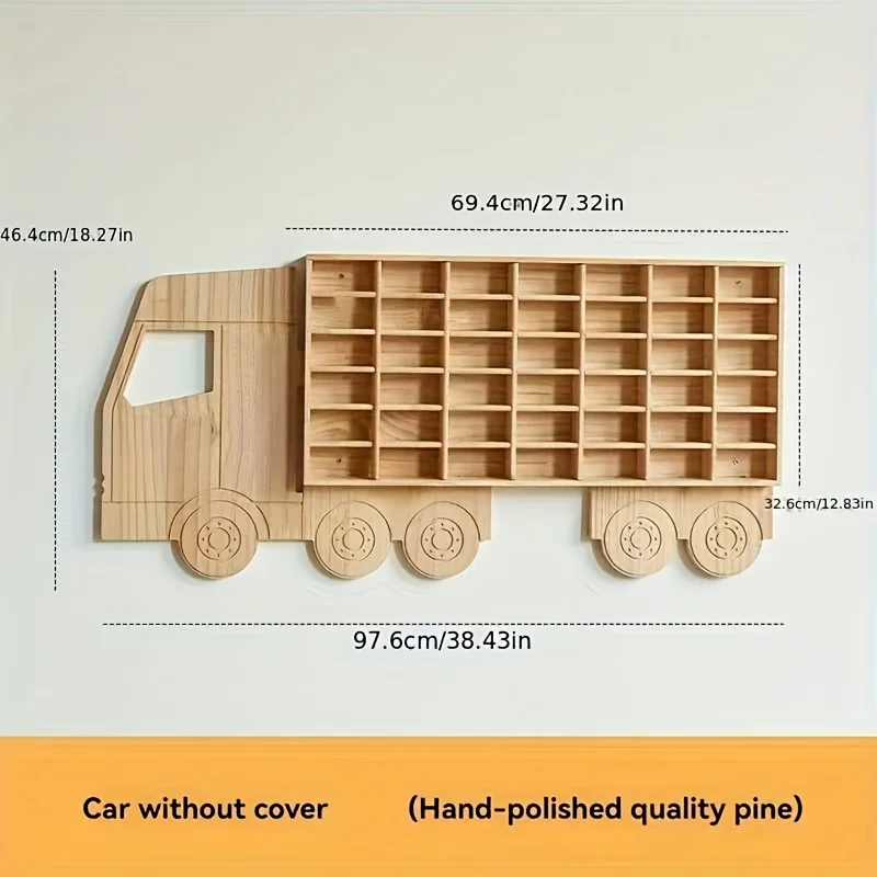 PGY 42-Slot Wood Car Model Toy storage Shelves Multi-Compartment Wall-Mount Toys Organizer Display Shelf Collectible Accessories