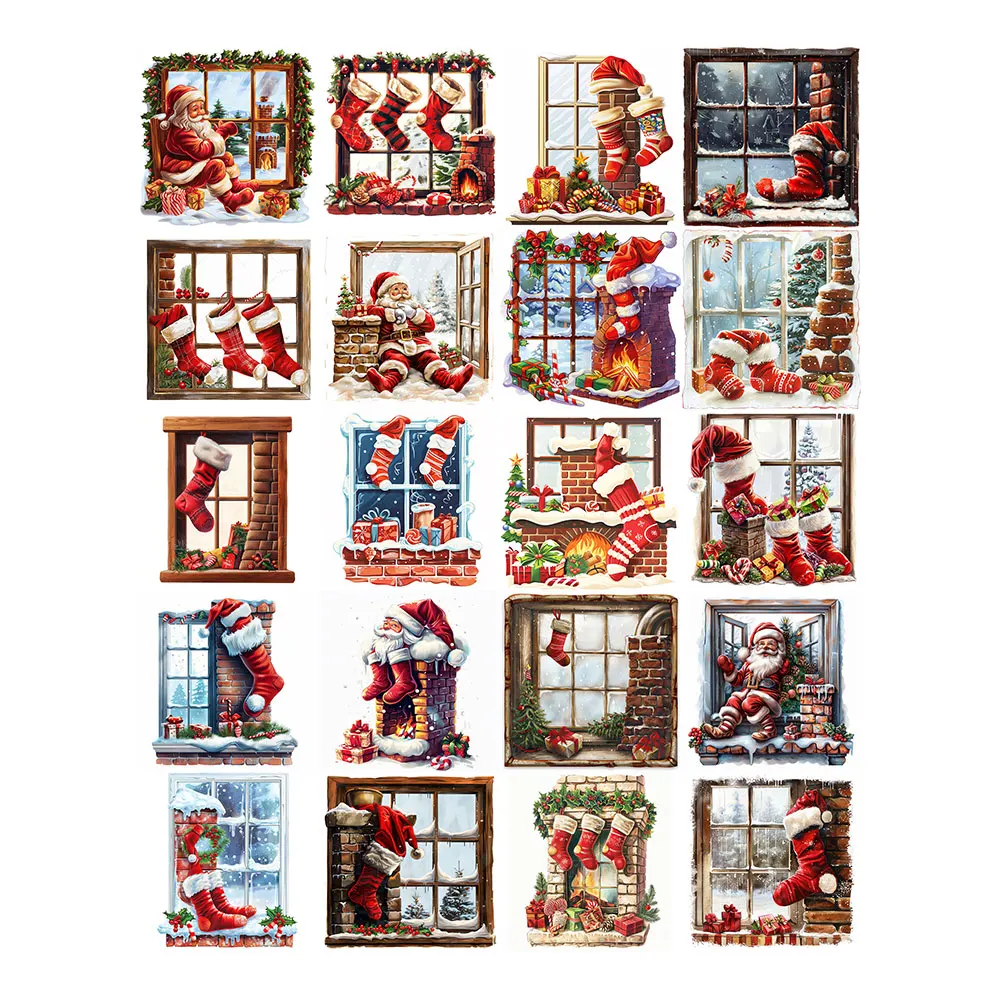 20pcs Christmas Santa Claus Stickers Pack Varied for Kids Crafts Scrapbooking Luggage Laptop Notebook Aesthetic Decoration Decal