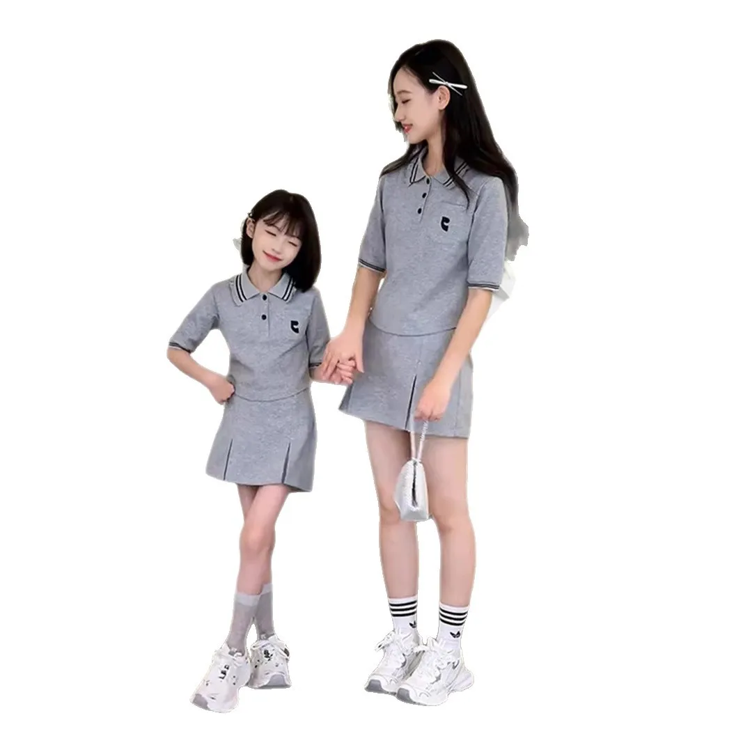 2026 summer Girls set Clothes teenager letters t shirt t-shirt + thin pleated mini skirt 4 5 6 8 10 11 12 year tracksuit cotton