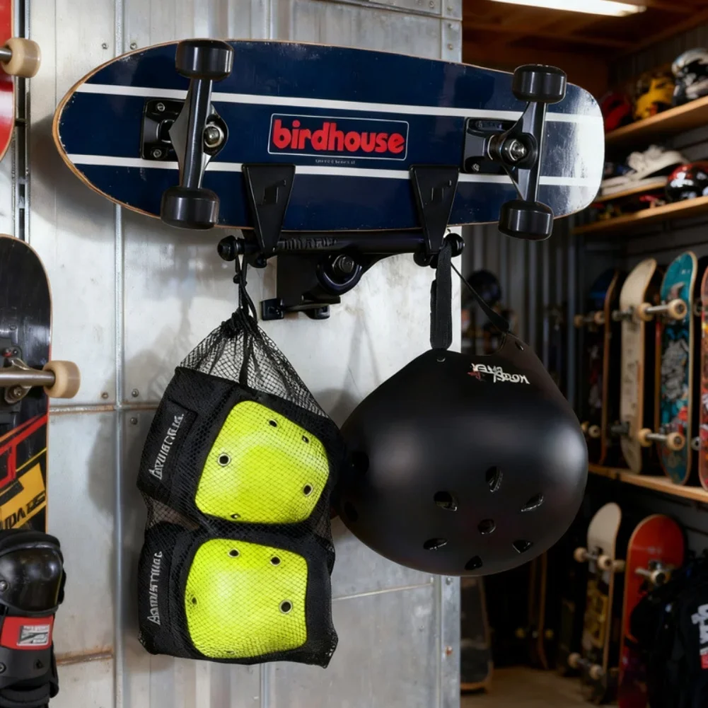 Wall Mounted Ski Board Storage Rack With ABS Material And Hardware For Neat Snowboard Display In Homes Or Garages