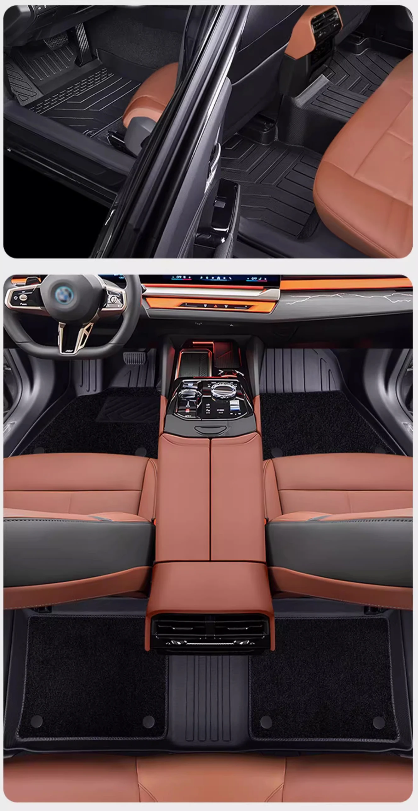 Dla lewego kierowcy Mata podłogowa BMW i5 2024 Niestandardowe dopasowanie Pełna mata podłogowa Ochrona wnętrza Wykładzina podłogowa
