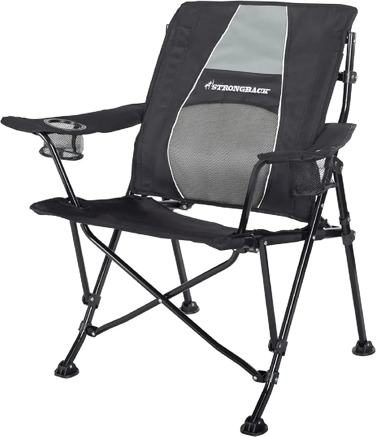 Camping Chair Guru 3.0 Heavy Duty Camping Chairs with Lumbar Support, Backpack Folding Camp Chair, Black