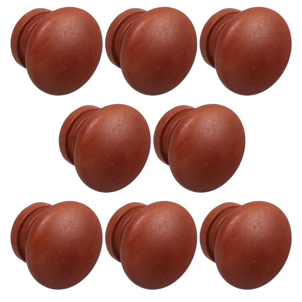 

8Pcs Wood Cabinet Handles Vintage Rustic Drawer Knobs Mushroom Design Round Grip Pulls for Wardrobe Cupboard Kitchen Furniture