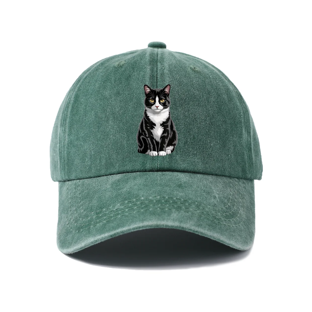 Vintage Washed Tuxedo Cat Portrait Baseball Cap, Adjustable Unisex Dad Hat, Cute Cat Lover Gift view 6