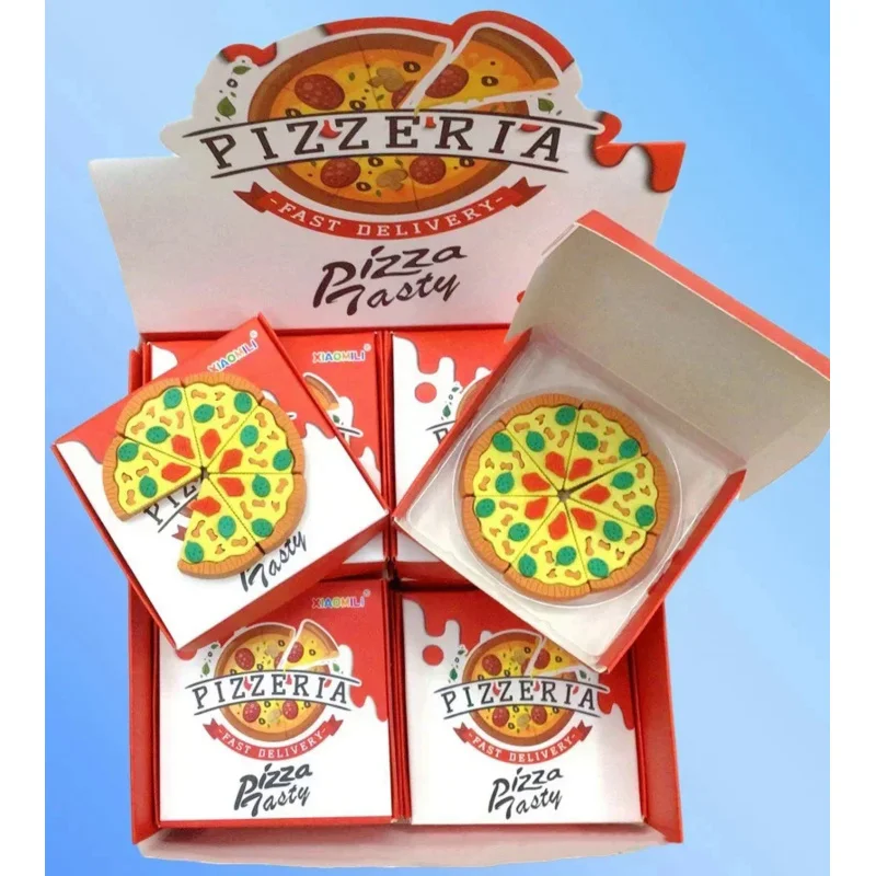 

New Style Pizza Eraser Creative Learning Stationery Rubber Brush Pen Imitation Foods Cartoon Eraser