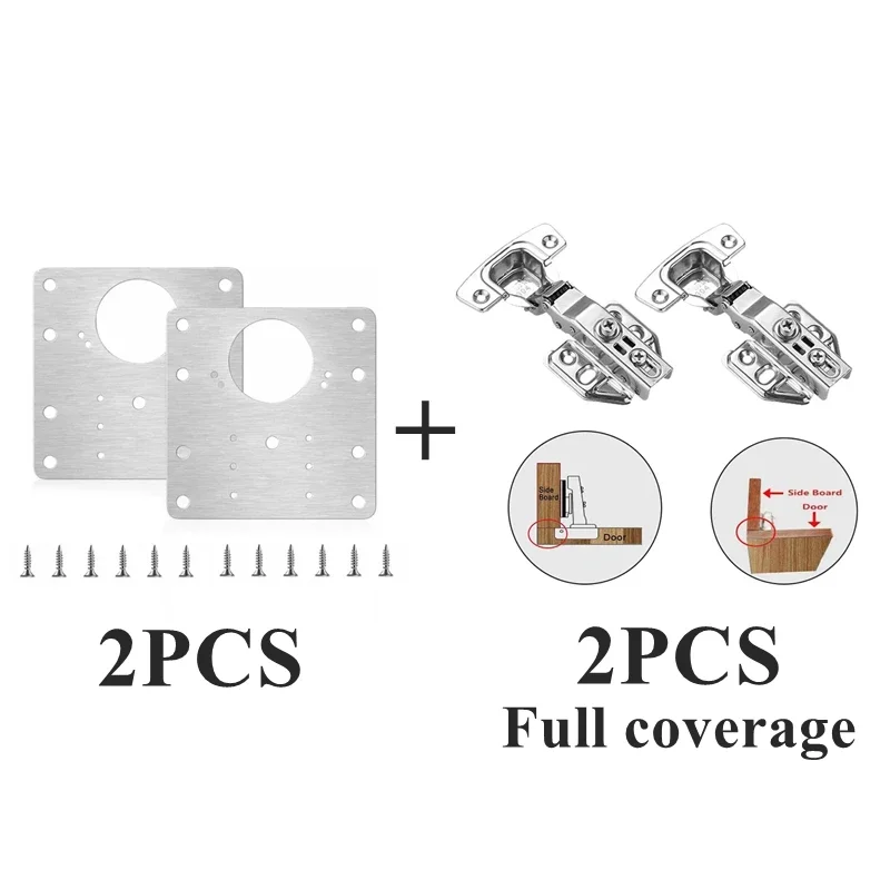 yes2 Sets Stainless Steel Cabinet Door Hinge Repair Plate Cabinet Door Hinge Mounting Plate Kit with Screw Furniture Hardware To