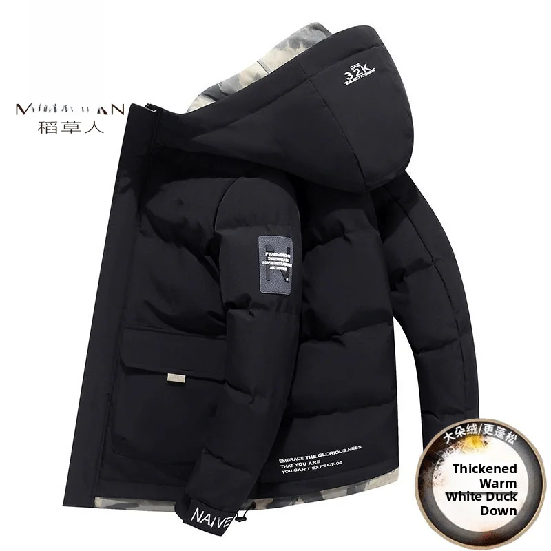 

Утепленная зимняя куртка для мужчин: теплая, ветрозащитная, универсальная, хлопковая, молодежная, модная, с декоративной молнией, длинными рукавами и капюшоном