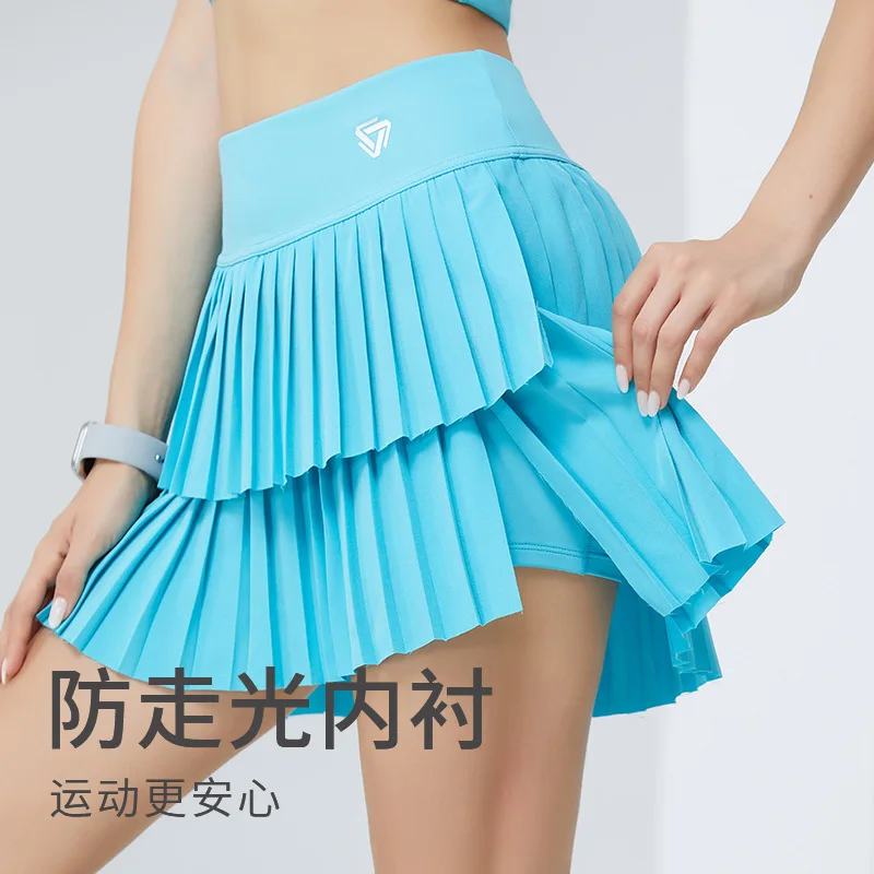 Sports short skirt for women, running half skirt, quick drying, hip-covering, anti-glare, breathable tennis skirt pants