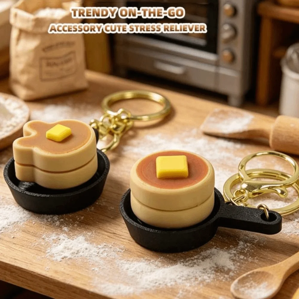 Rabbit cake Waffle Cake Keychain Mini Cartoon PLA Cheesecake Pendant Simulation Foods 3D Printed Keyboard Fidget