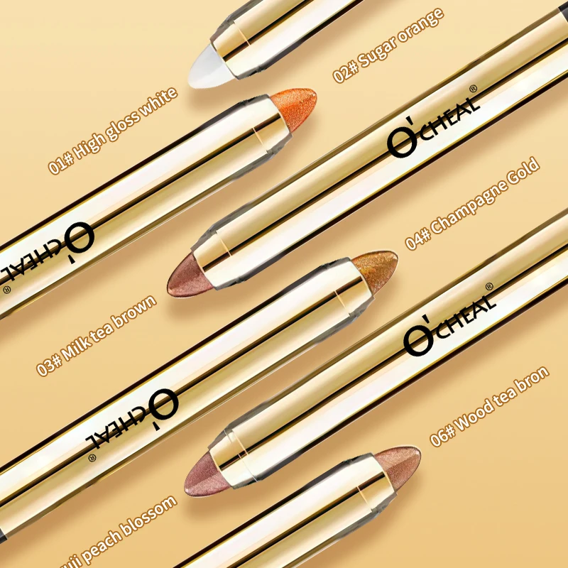 OCHEAL Waterproof Bling Dual Head Gradient Velvet Eye Makeup Shadow Stick Mix Glitter Matte Eyeshadow Pallete Pen Shadow