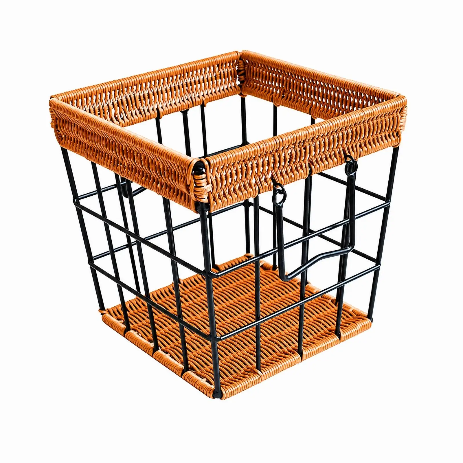 Baguette Storage Basket Metal Frame Woven Construction with Airflow Openings for Bakery Use