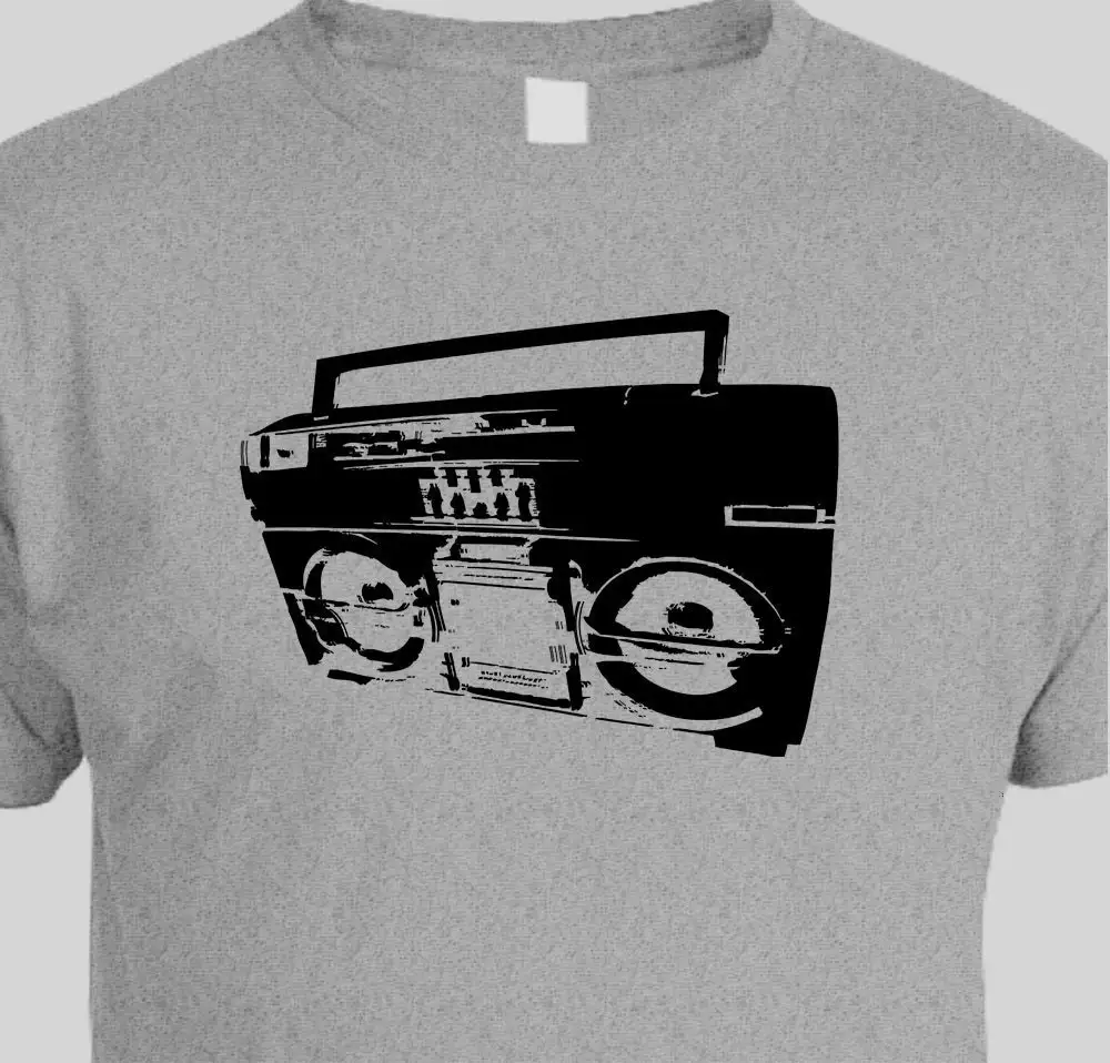 Vintage Boombox Screen Printed T Shirt Athletic Grey Sizes S M L Xl Fathers Day