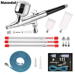 Nasedal Dual-Action Airbrush kit  0.2/0.3/0.5mm Nozzle Needle for GUNDAM Model DIY Paint Cake Tattoo Art Craft Nail Art Tool