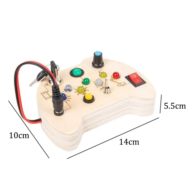 Montessori druk bord zintuiglijk speelgoed houten met LED-lichtschakelaar besturingskaart reisactiviteiten kinderspellen voor 2-4 jaar oud